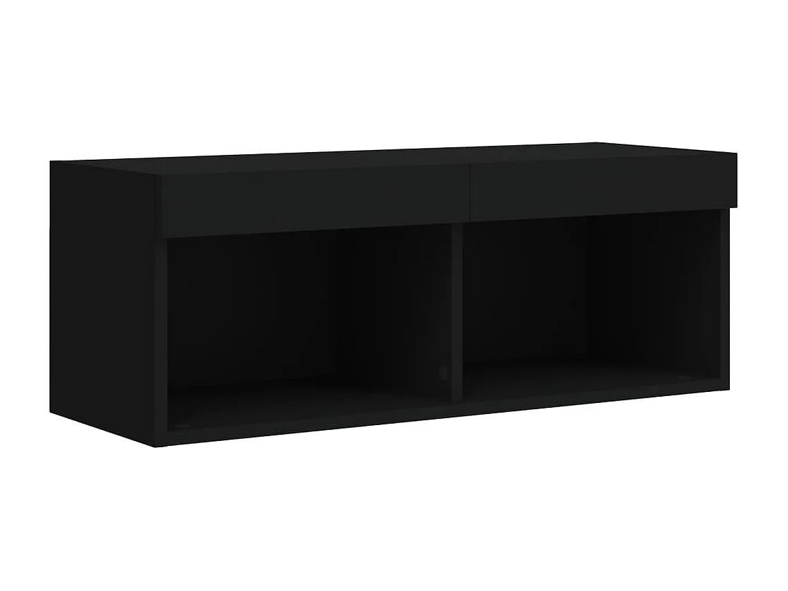 Set Mobili TV a Muro 8 pz con Luci LED Nero