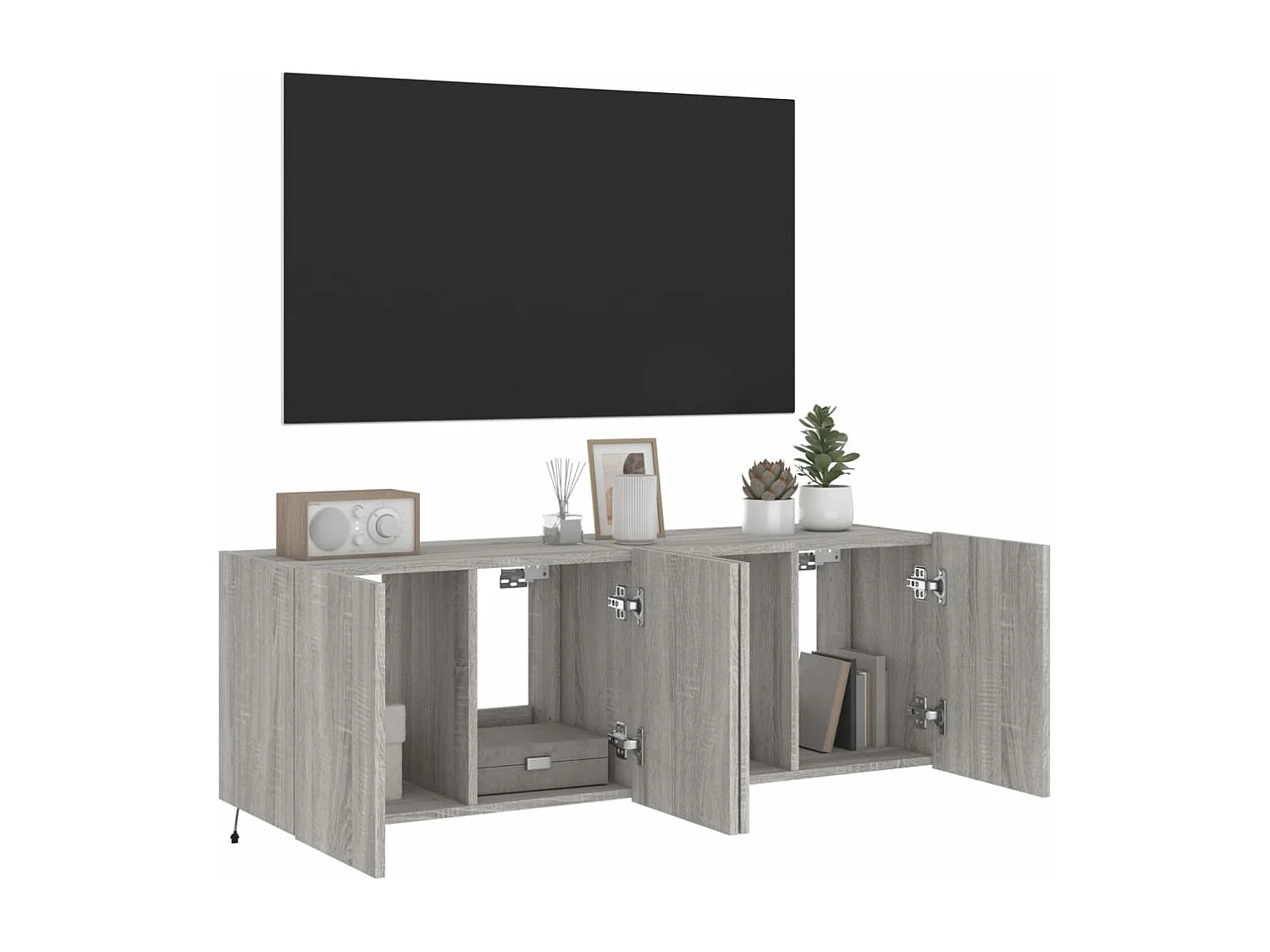 Mobili TV a Parete con Luci LED 2pz Grigio Sonoma 60x35x41 cm