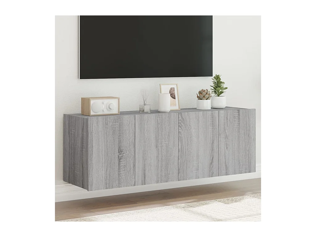 Meubles TV muraux et lumières LED 2pcs sonoma gris 60x35x41 cm
