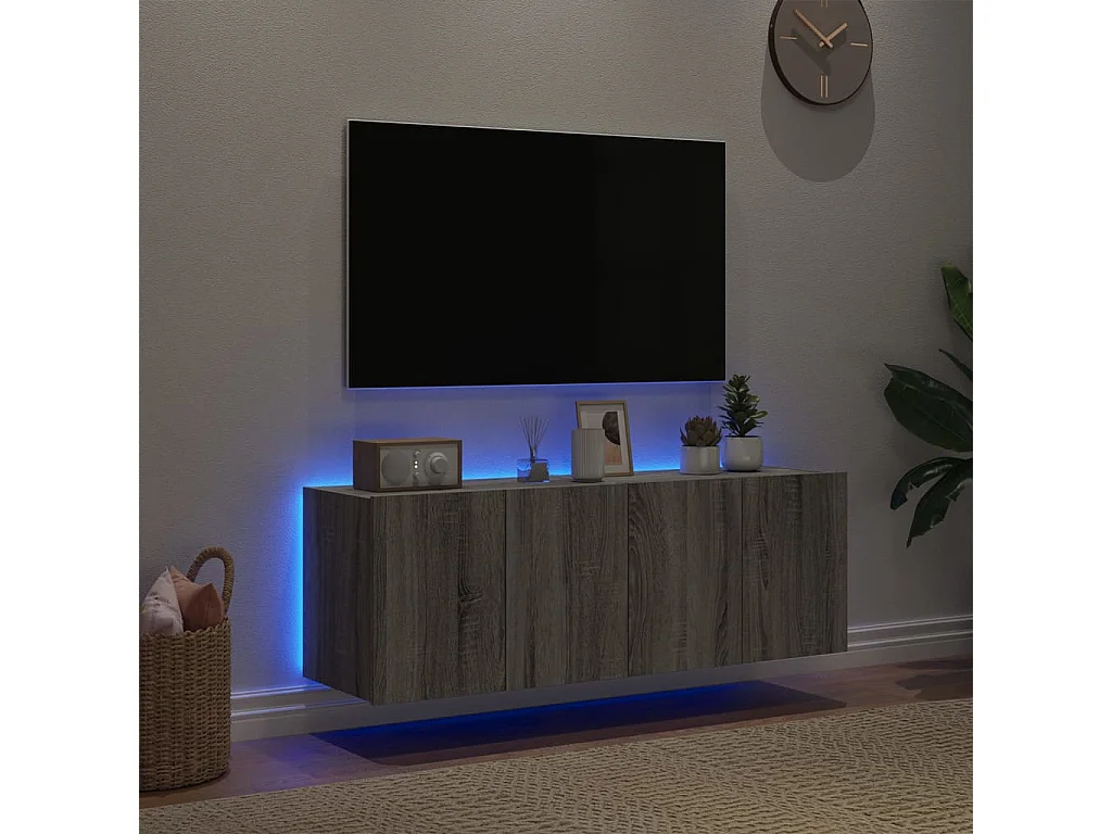 Meubles TV muraux et lumières LED 2pcs sonoma gris 60x35x41 cm