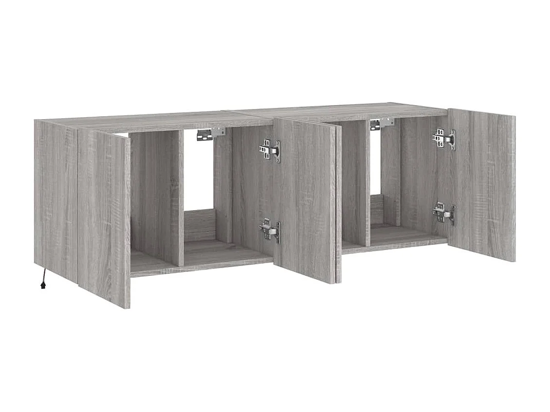 Meubles TV muraux et lumières LED 2pcs sonoma gris 60x35x41 cm