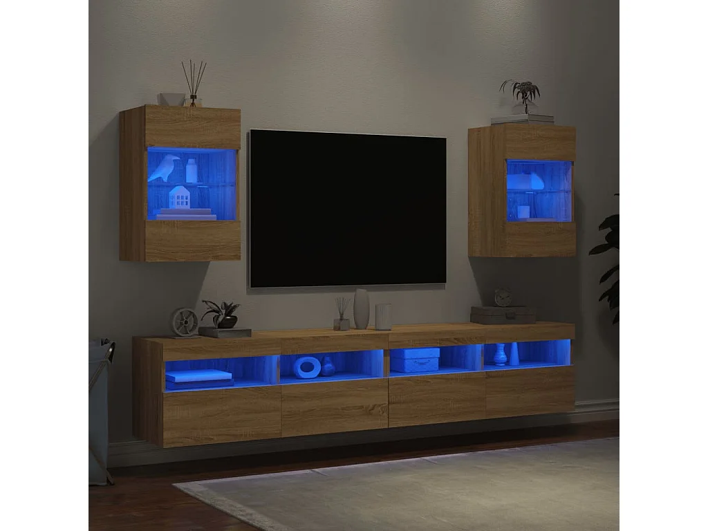 TV-Wandschränke mit LED-Leuchten 2 Stk. Sonoma-Eiche