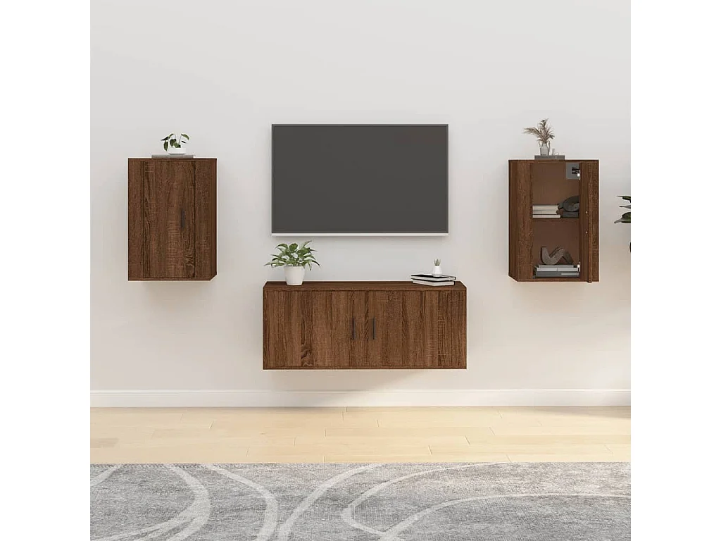 Meubles TV muraux 2 pcs Chêne marron 40x34,5x60 cm