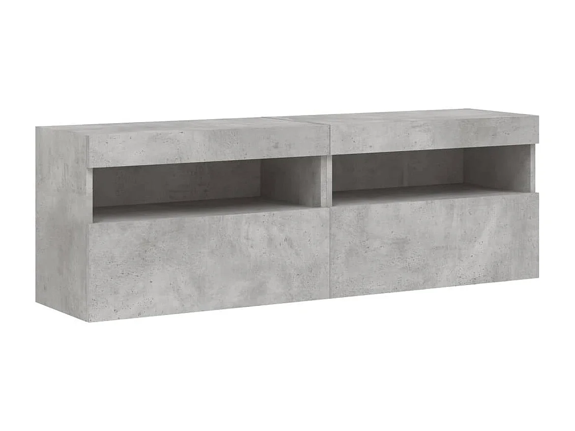 Mobili TV a Parete con Luci LED 2pz Grigio Cemento 60x30x40 cm