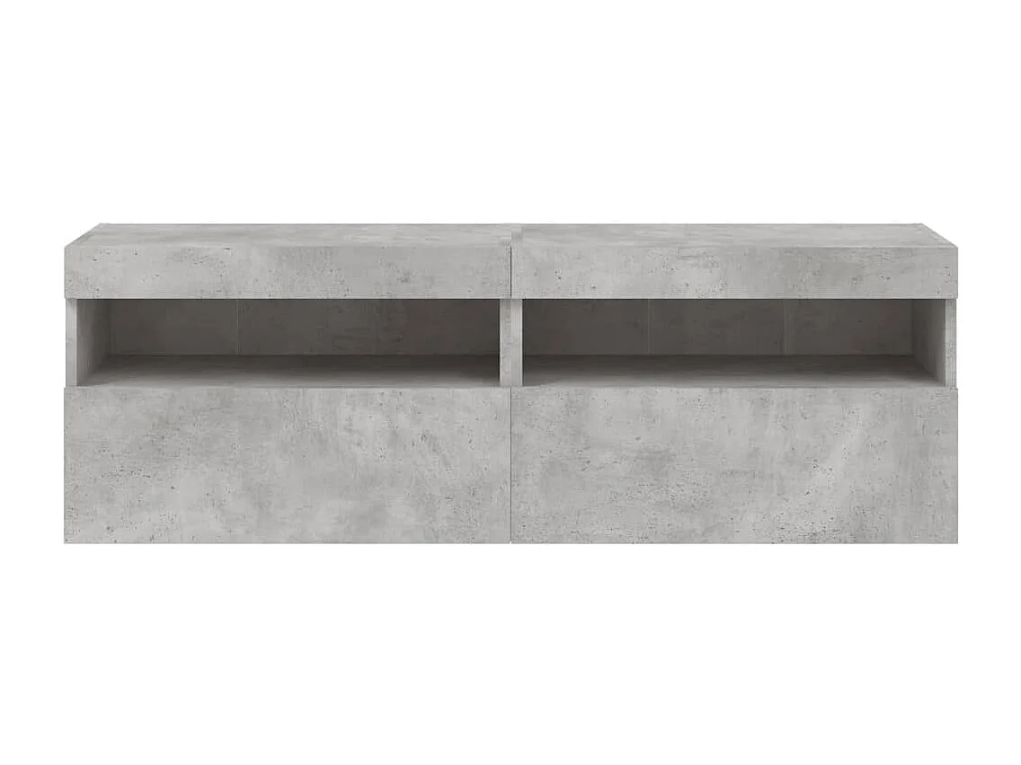 Mobili TV a Parete con Luci LED 2pz Grigio Cemento 60x30x40 cm