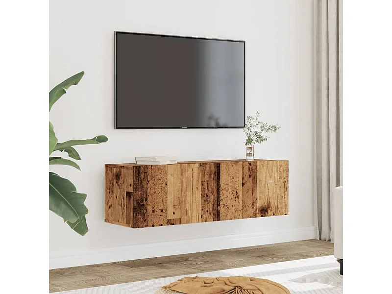 Tv-meubels 2 st wandgemonteerd 100x30x30 cm oud houtkleurig