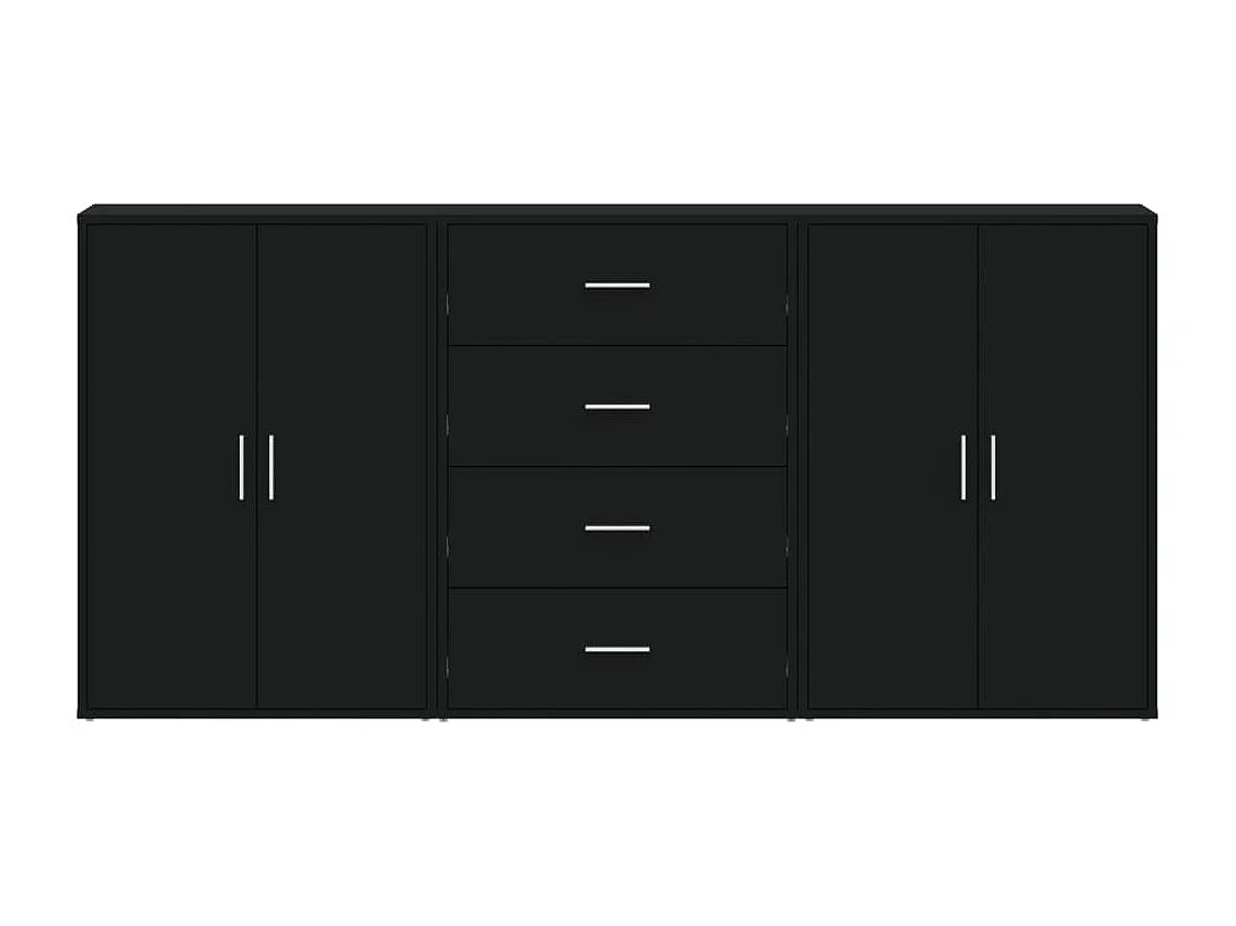 Buffets 3 pcs noir 60x31x84 cm bois d'ingénierie