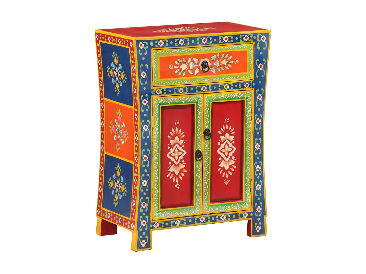 Credenza Dipinta a Mano 54x30x74 cm Legno Massello di Mango