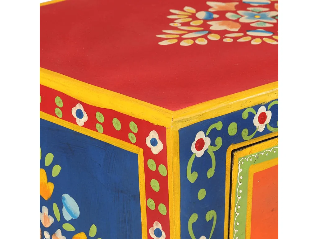 Credenza Dipinta a Mano 54x30x74 cm Legno Massello di Mango