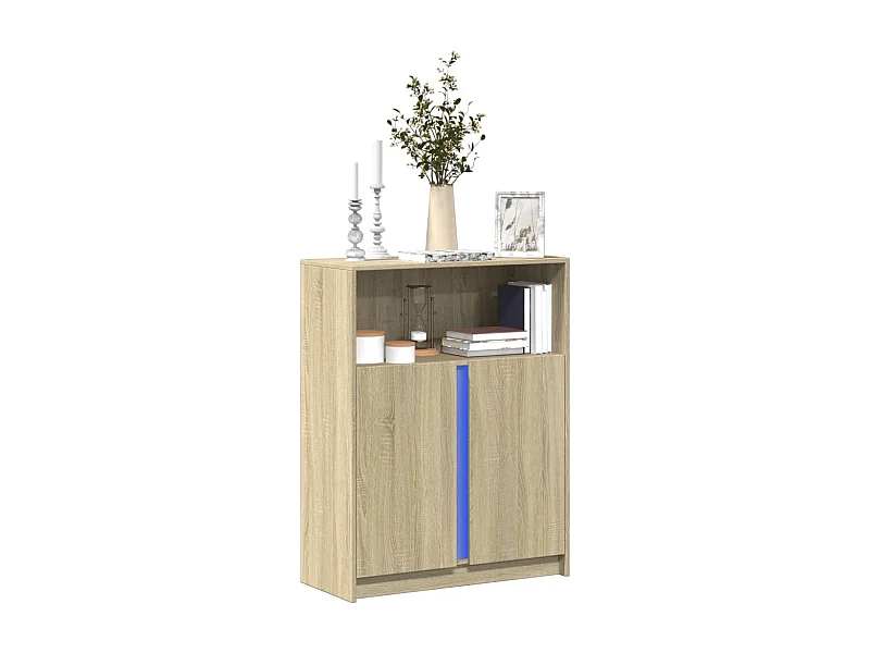 Credenza con LED Rovere Sonoma 77x34x100cm in Legno Multistrato