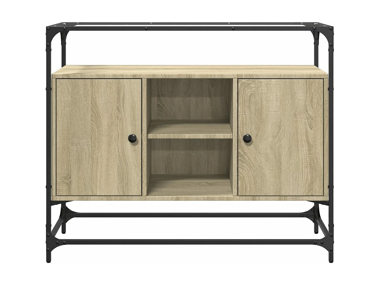 Buffet avec dessus en verre chêne sonoma bois d'ingénierie