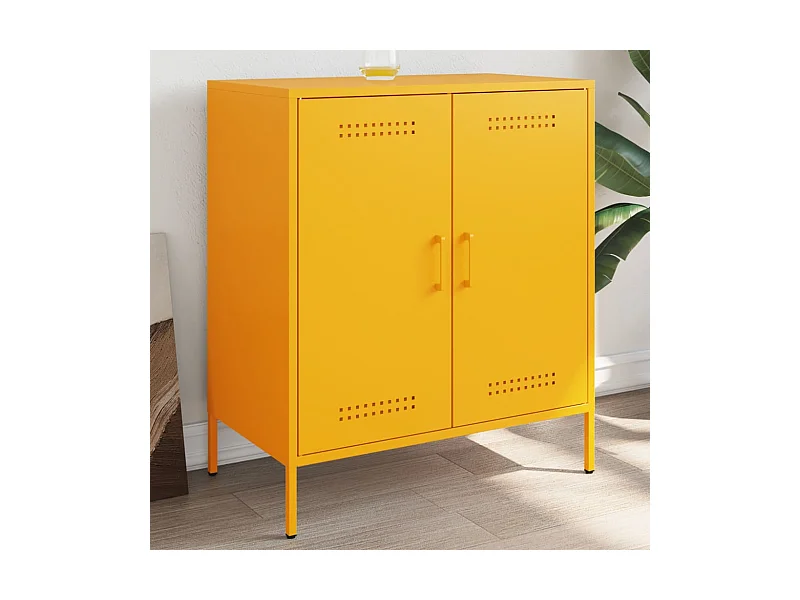 Credenza Giallo Senape 68x39x79 cm in Acciaio