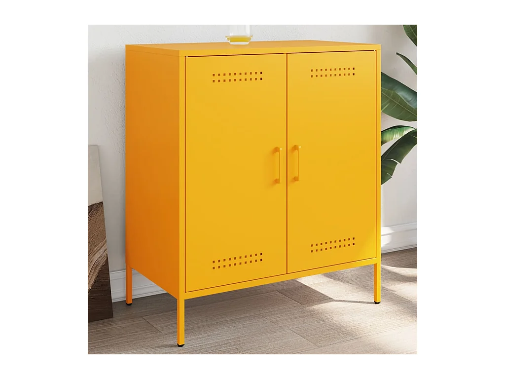 Credenza Giallo Senape 68x39x79 cm in Acciaio
