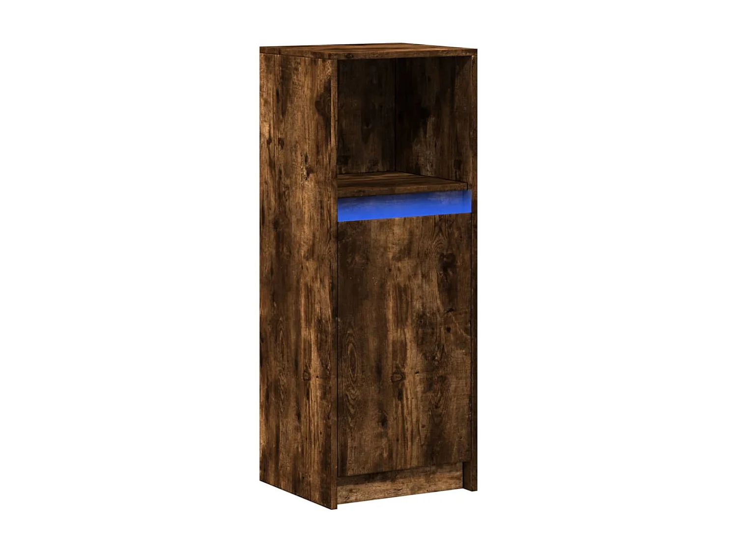 Buffet avec LED chêne fumé 38x34x100 cm bois d'ingénierie