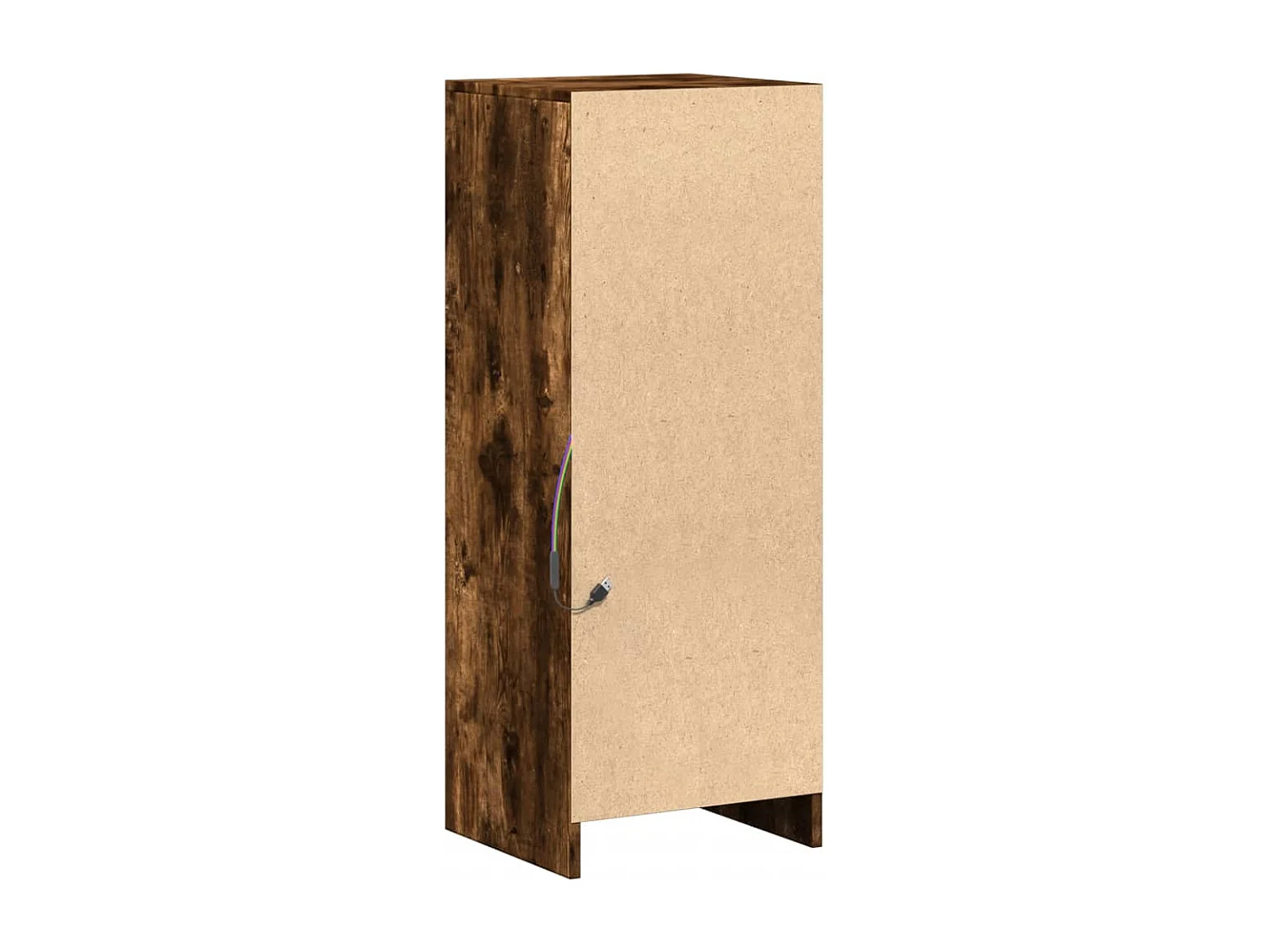 Buffet avec LED chêne fumé 38x34x100 cm bois d'ingénierie