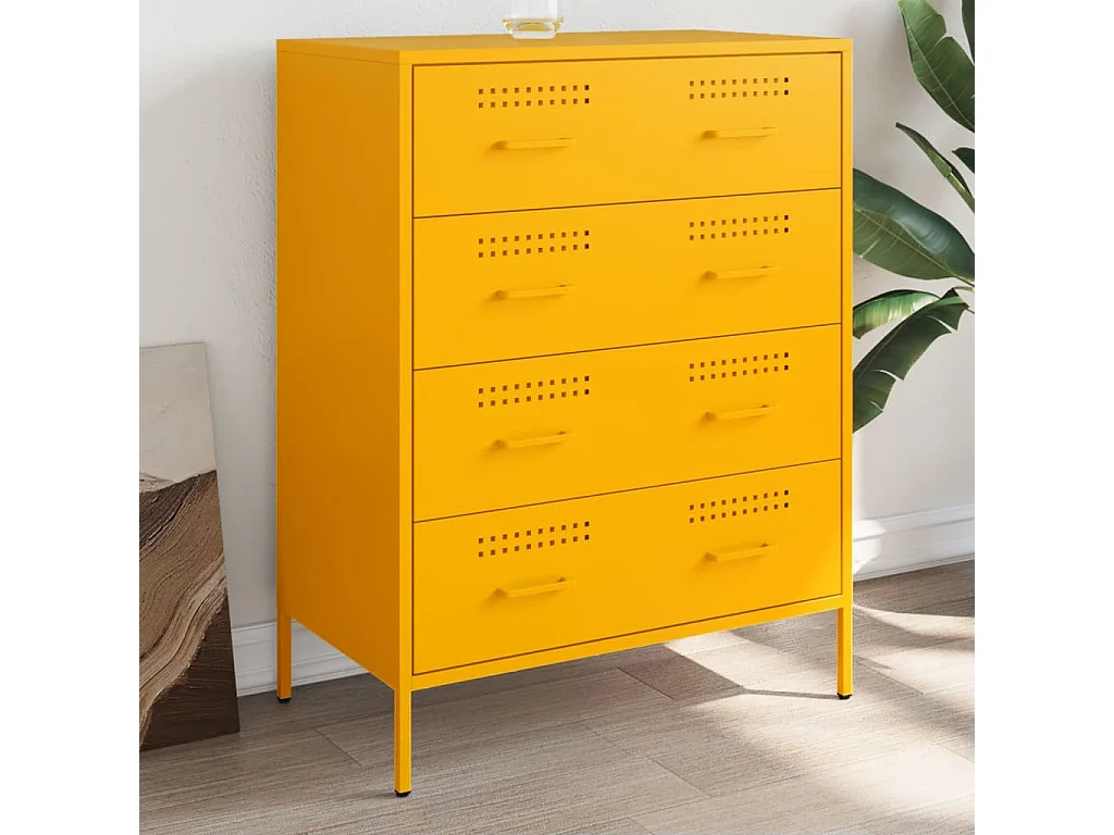 Credenza Giallo Senape 68x39x89 cm in Acciaio