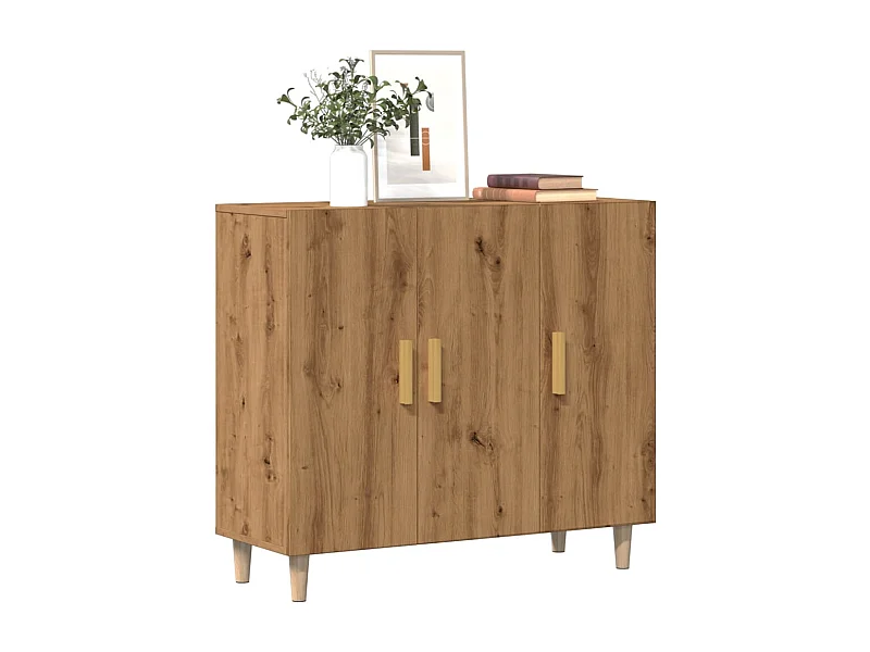 Credenza Rovere Artigianale 90x34x80 cm in Legno Multistrato