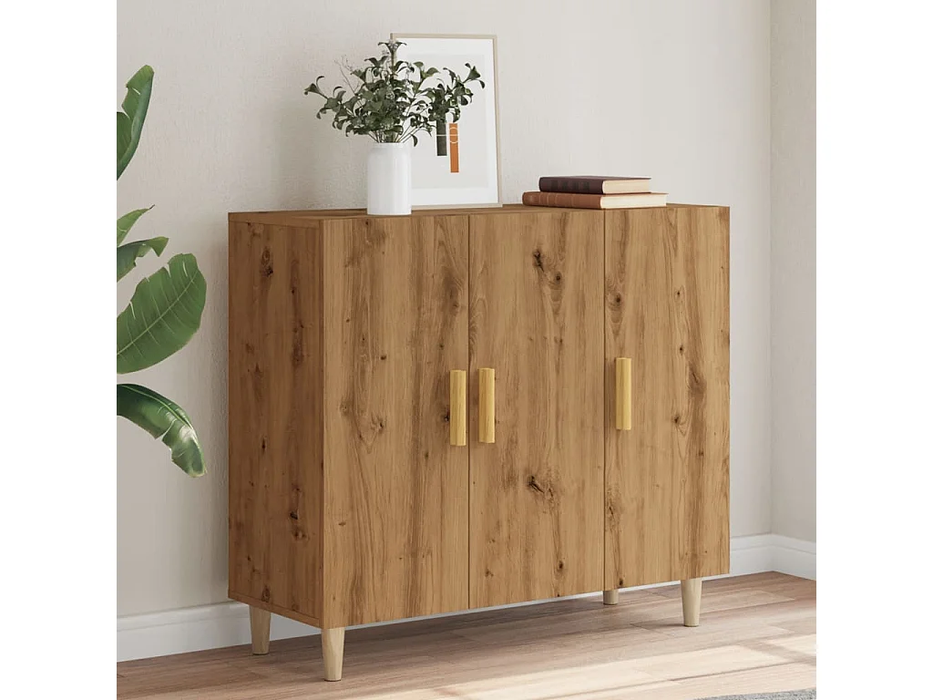 Aparador de madera de ingeniería roble artisan 90x34x80 cm