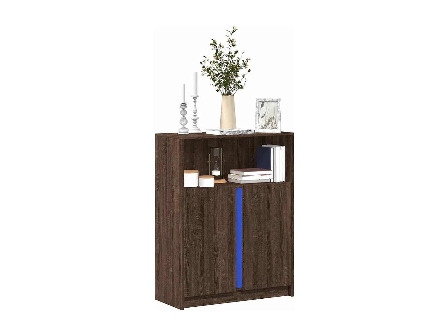 Credenza con LED Rovere Marrone 77x34x100 cm Legno Multistrato