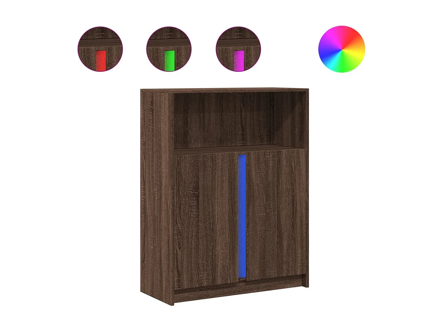 LED-Sideboard Braun Eichen-Optik 77x34x100 cm Holzwerkstoff