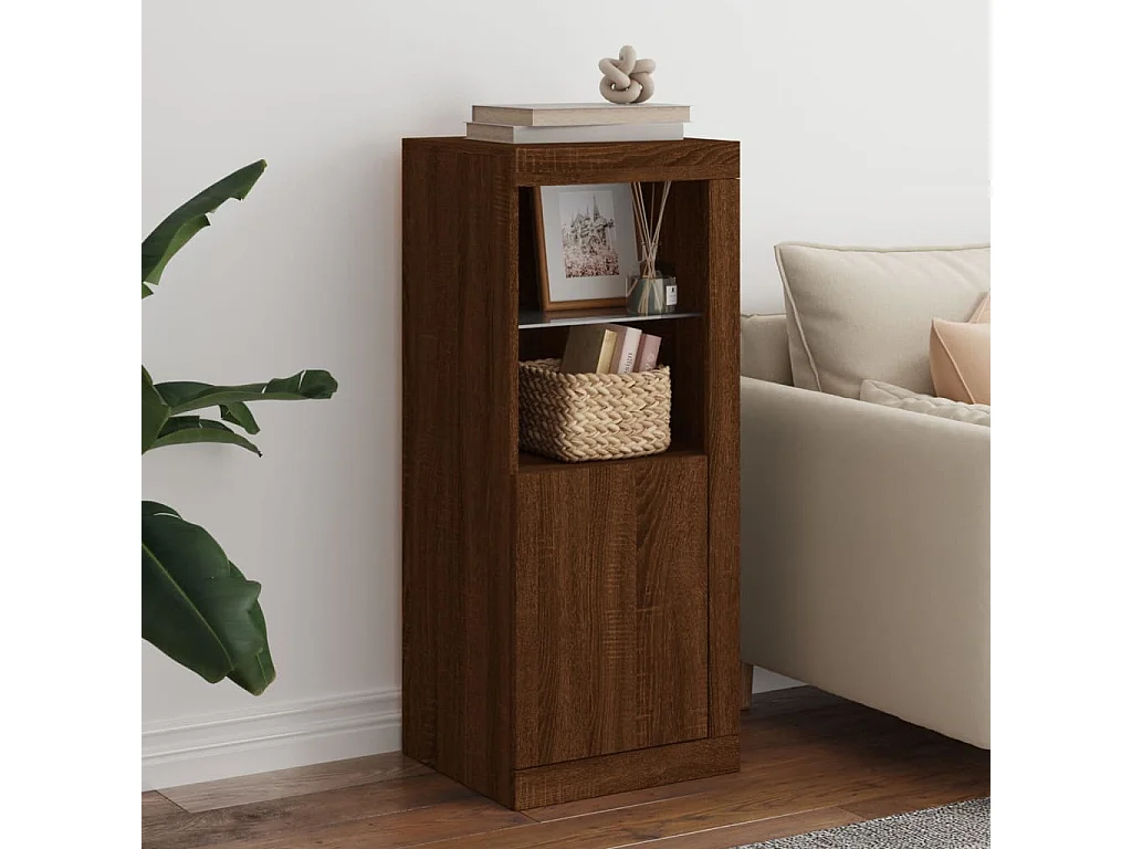 Sideboard mit LED-Leuchten Braun Eichen-Optik 41x37x100 cm