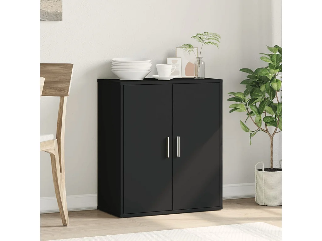 Buffet noir 60x31x70 cm bois d'ingénierie