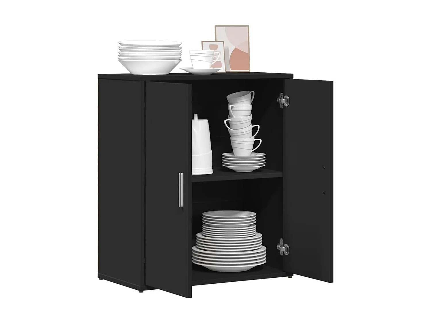 Buffet noir 60x31x70 cm bois d'ingénierie