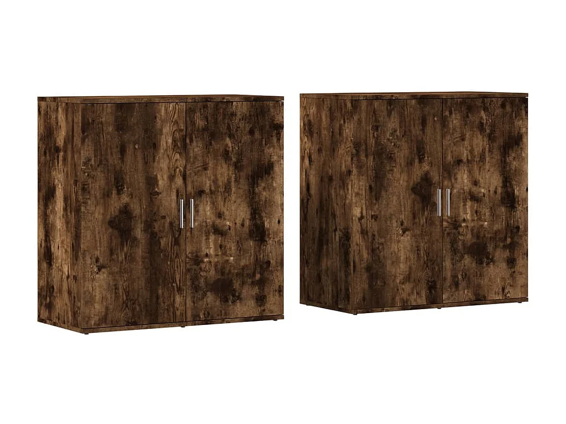 Credenze 2 pz Rovere Fumo 79x38x80 cm in Legno Multistrato