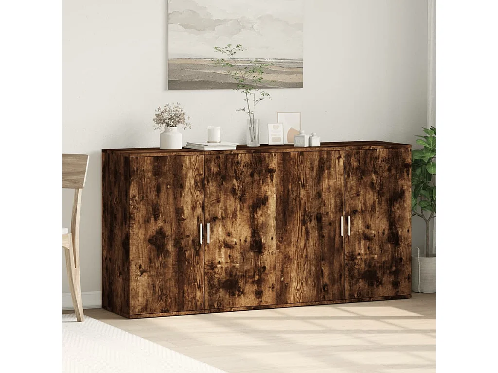 Buffets 2 pcs chêne fumé 79x38x80 cm bois d'ingénierie