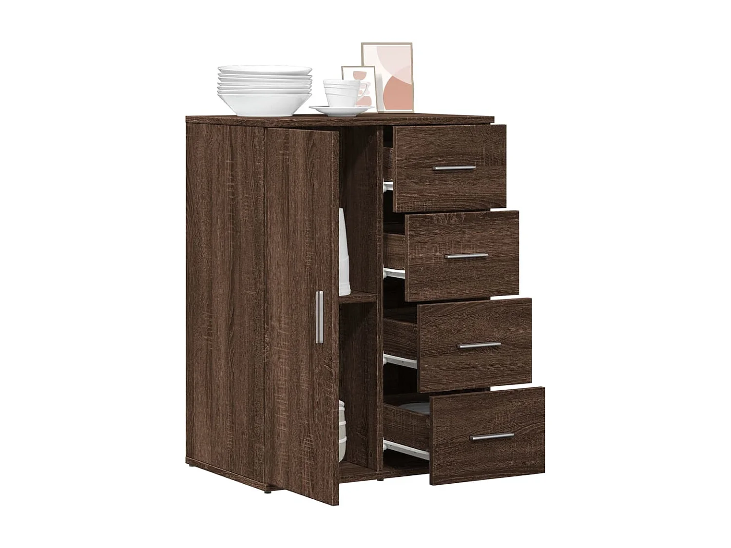 Sideboard Braun Eichen-Optik 59x39x80 cm Holzwerkstoff