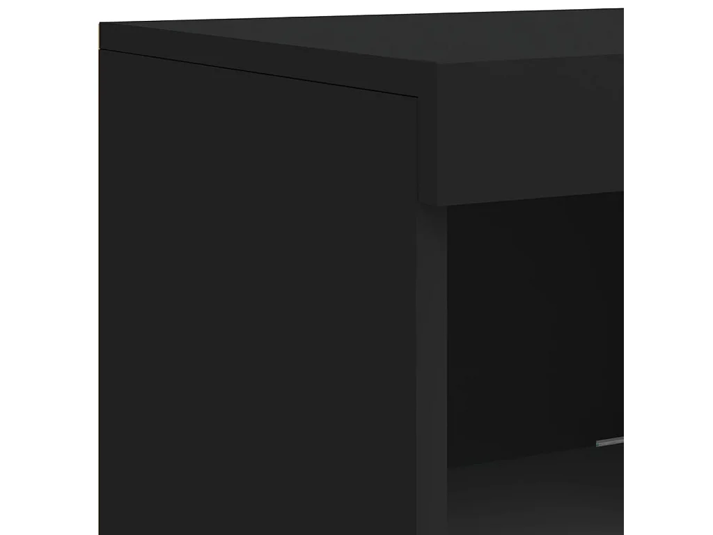 Credenze con Luci LED 3 pz Nere in Legno Multistrato