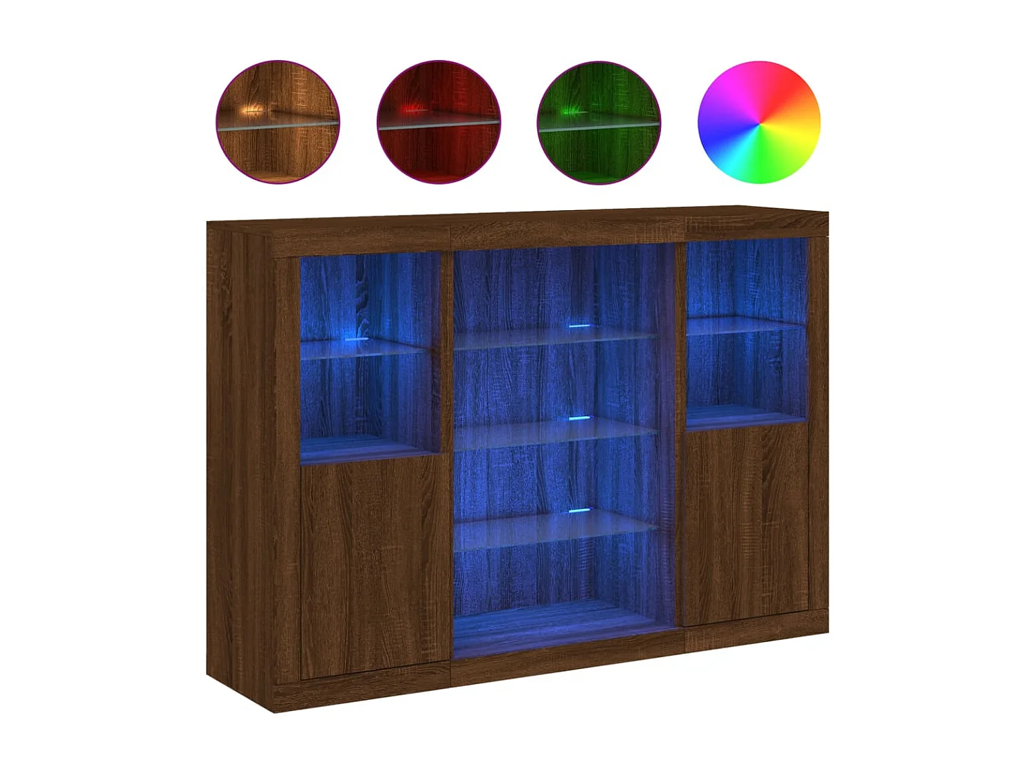 Sideboards mit LED-Leuchten 3 Stk. Braun Eichen-Optik