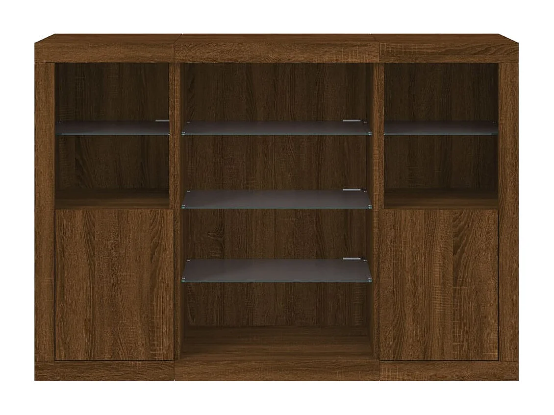 Sideboards mit LED-Leuchten 3 Stk. Braun Eichen-Optik