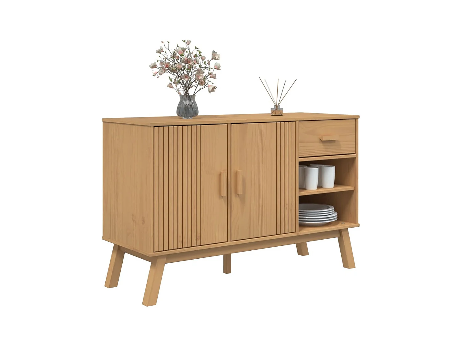 Aparador OLDEN madera maciza de pino marrón 114x43x73,5 cm