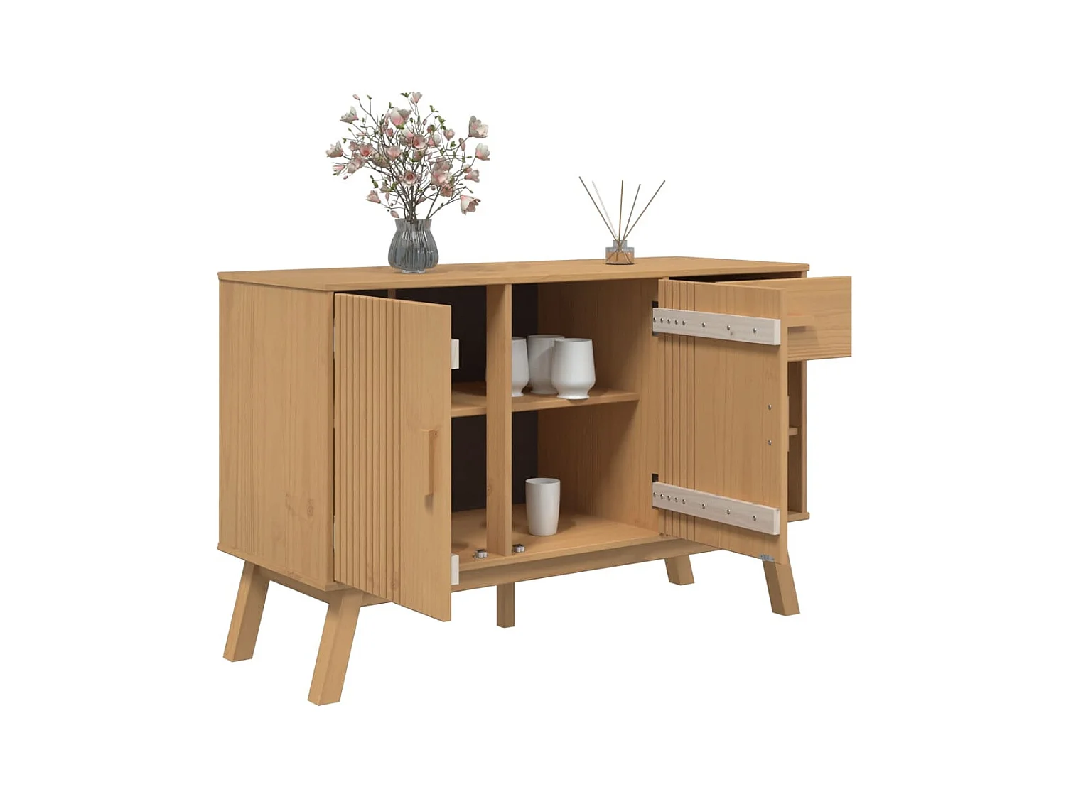 Aparador OLDEN madera maciza de pino marrón 114x43x73,5 cm