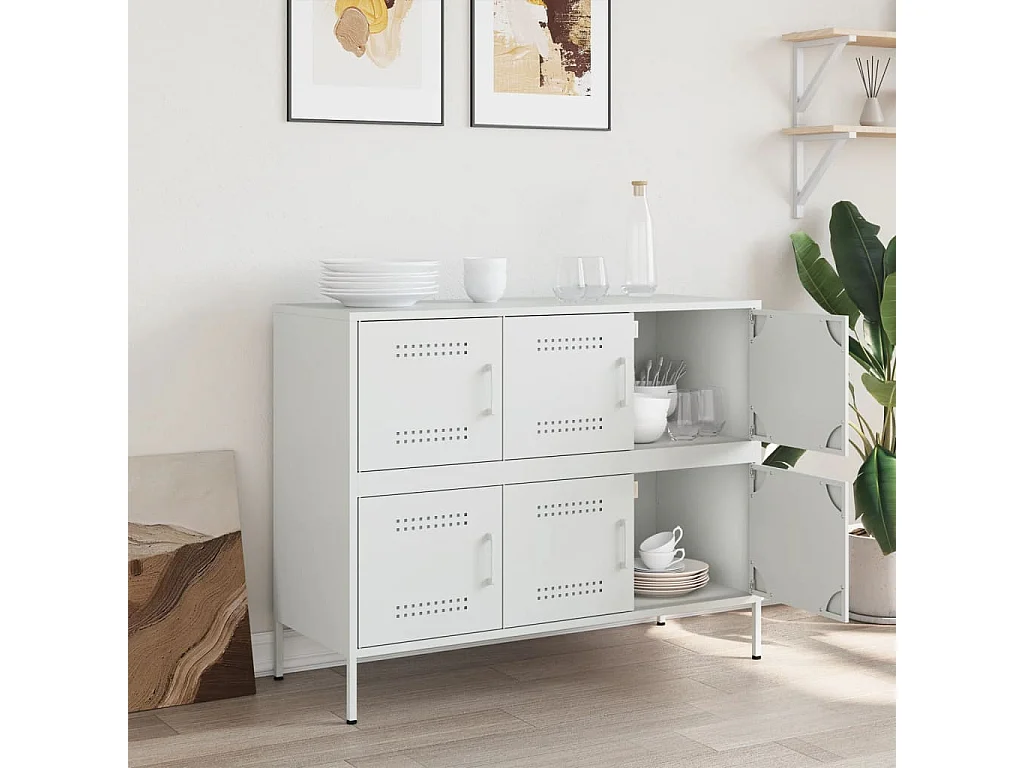 Sideboard Weiß 100,5x39x79 cm Stahl