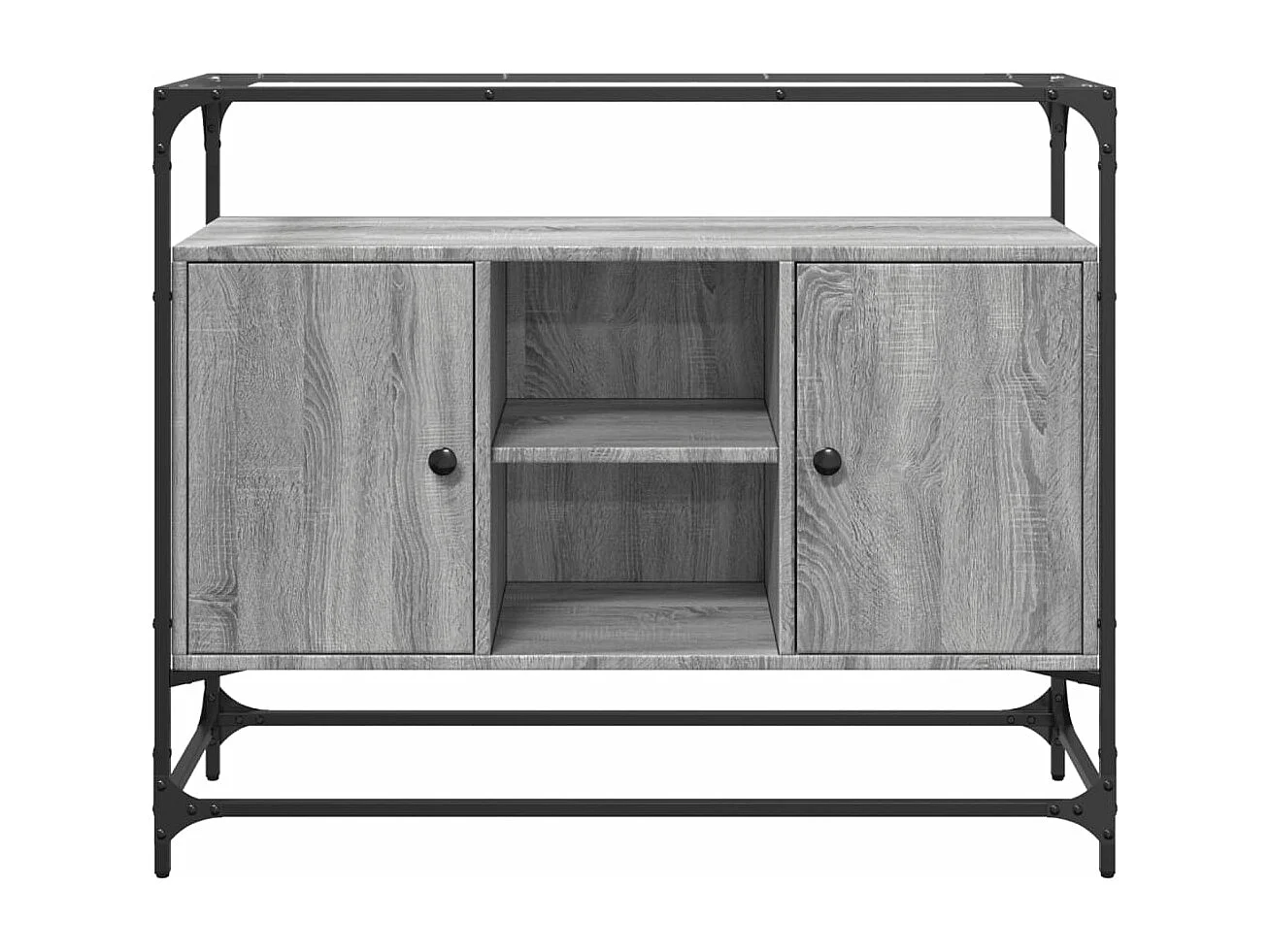 Sideboard mit Glasplatte Grau Sonoma 98x35x81 cm Holzwerkstoff