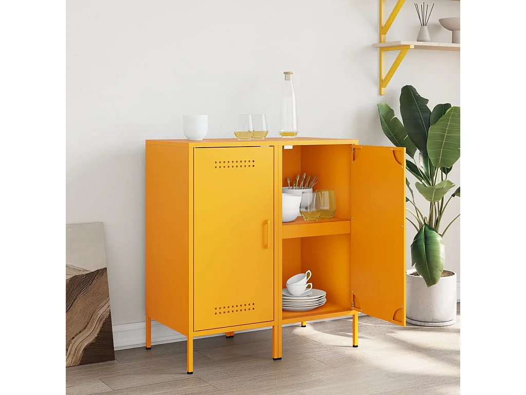 Sideboards 2 Stk. Senfgelb 36x39x79 cm Stahl