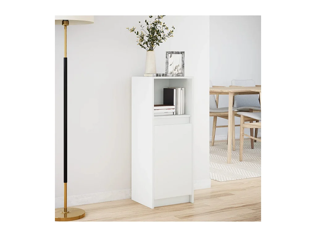 Credenza con LED Bianca 38x34x100 cm in Legno Multistrato