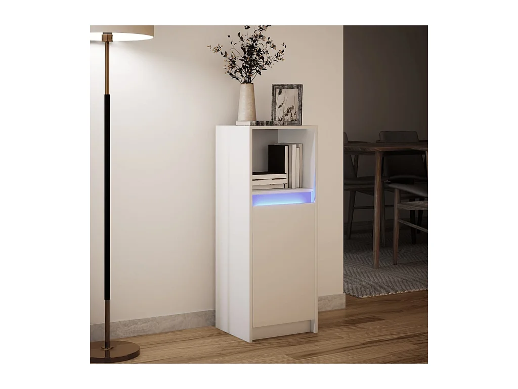 Credenza con LED Bianca 38x34x100 cm in Legno Multistrato