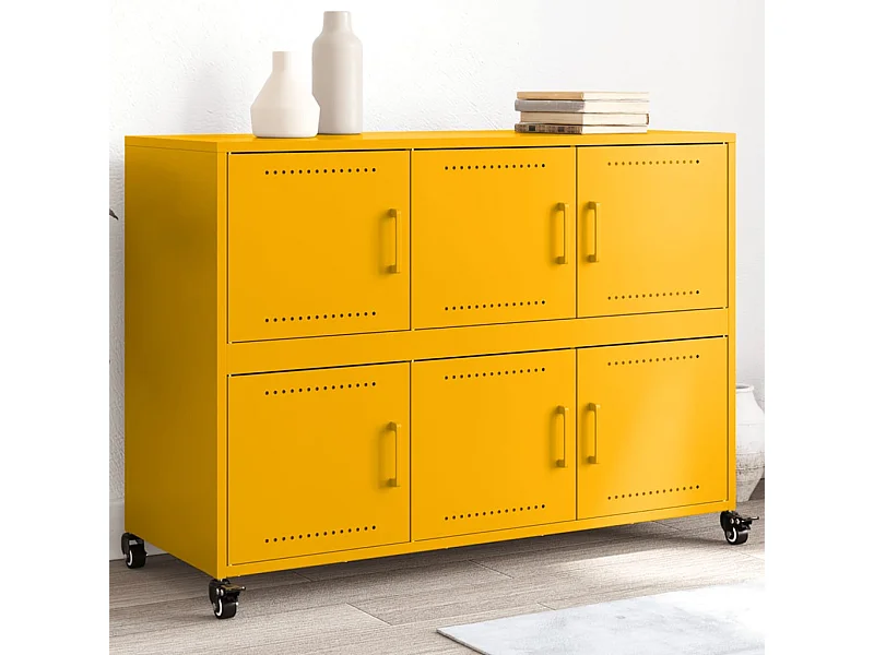 Credenza Giallo Senape 100,5x39x72 cm in Acciaio