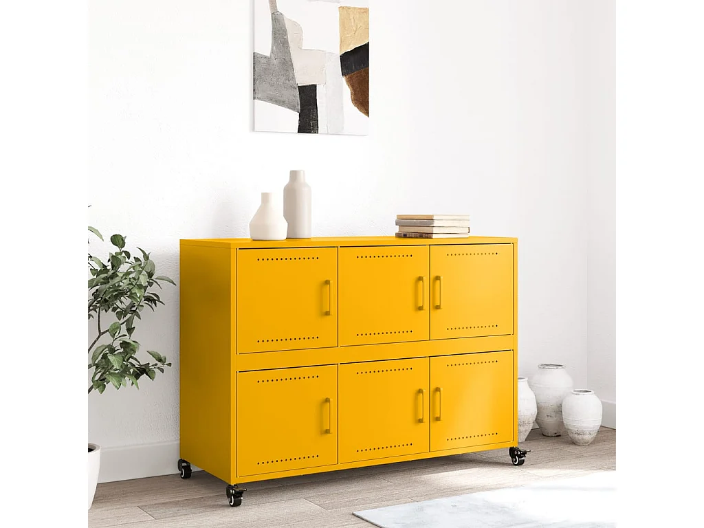 Aparador 100,5x39x72 cm aço amarelo mostarda