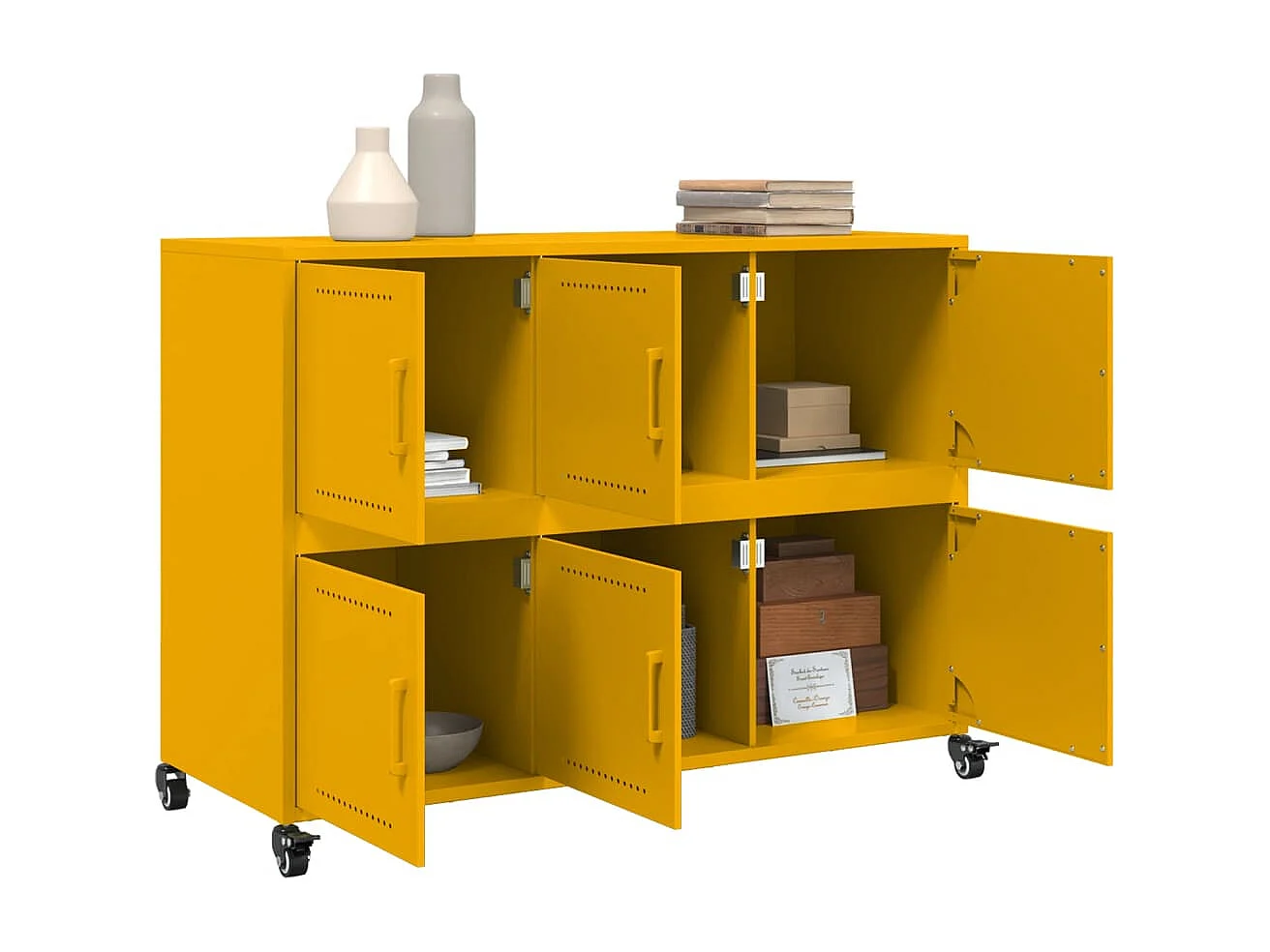 Aparador 100,5x39x72 cm aço amarelo mostarda