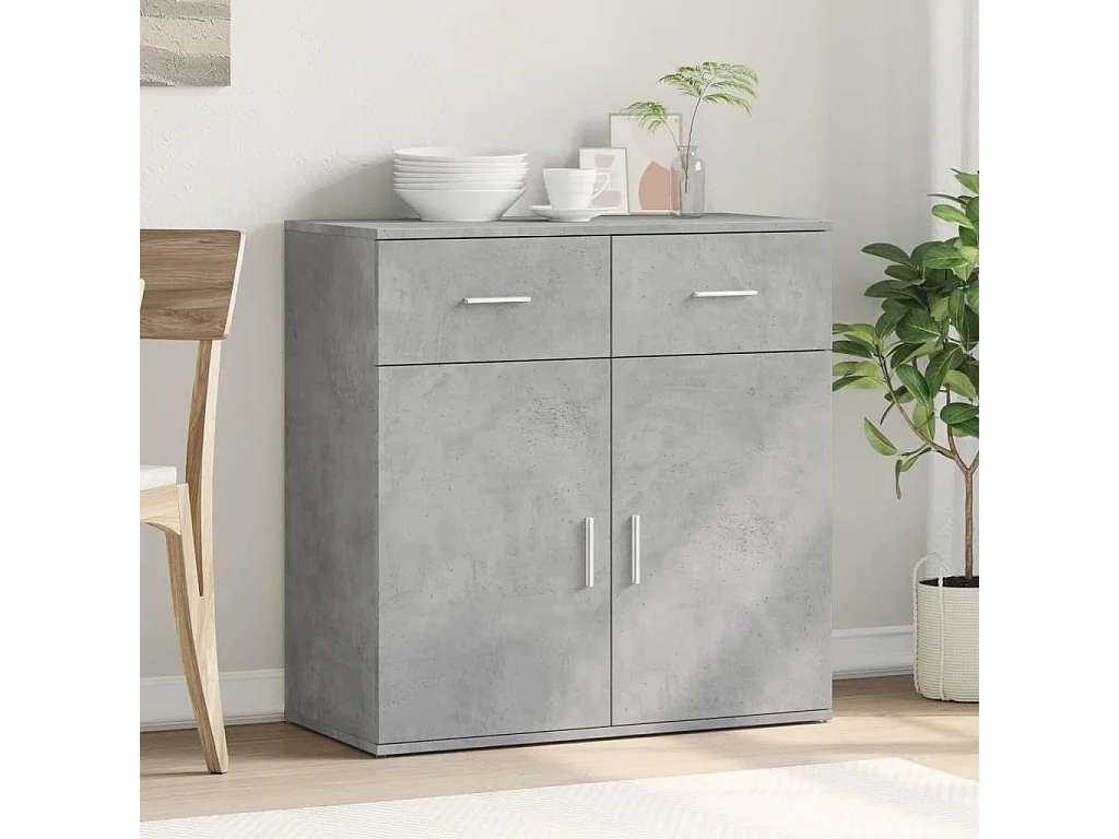 Buffet gris béton 79x38x80 cm bois d'ingénierie
