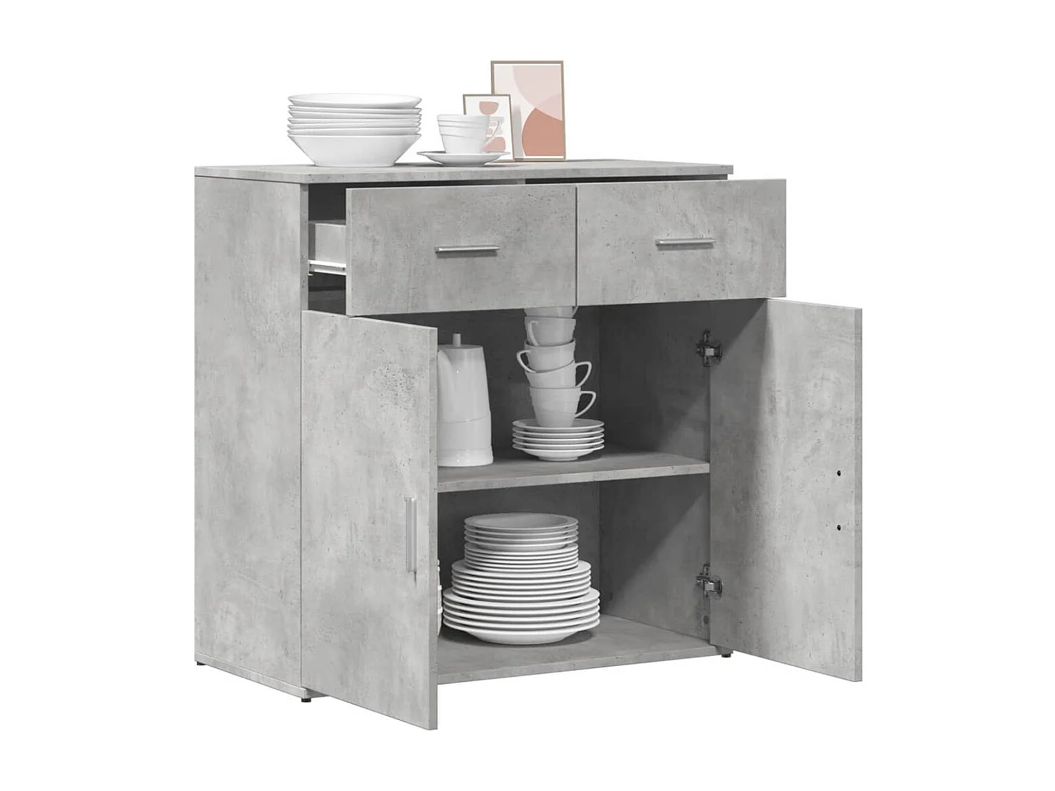 Buffet gris béton 79x38x80 cm bois d'ingénierie