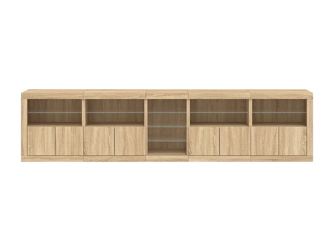 Credenza con Luci LED Rovere Sonoma 283x37x67 cm