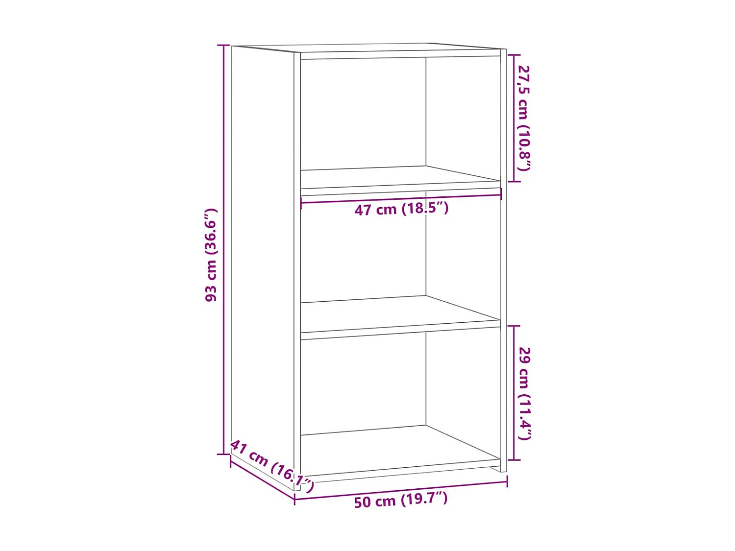Sideboard Weiß 50x41x93 cm Holzwerkstoff