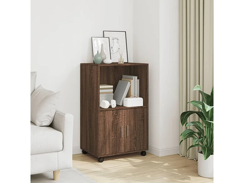 Armario con ruedas madera ingeniería marrón roble 55x40x91 cm