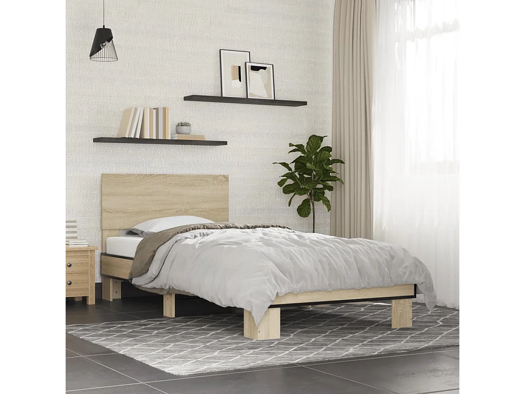 Cadre de lit sans matelas chêne sonoma 75x190 cm