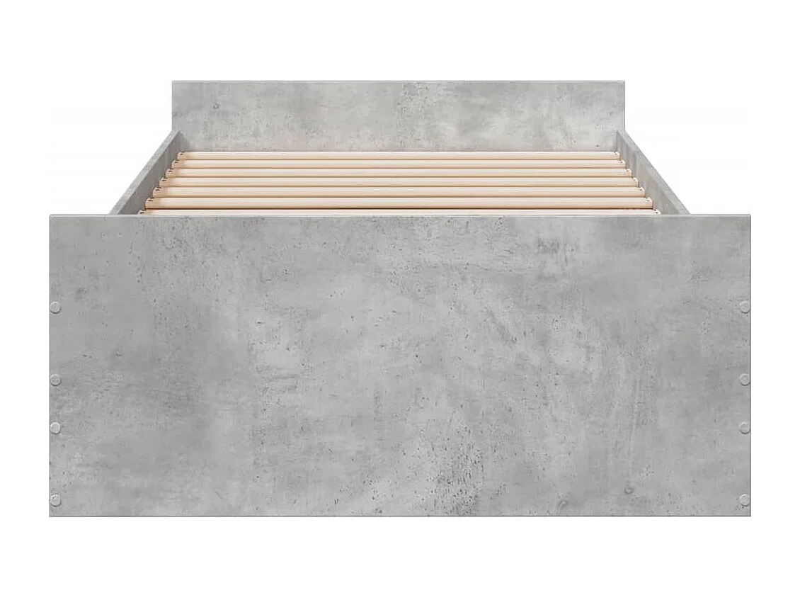 Cadre de lit avec tiroirs sans matelas gris béton 75x190 cm